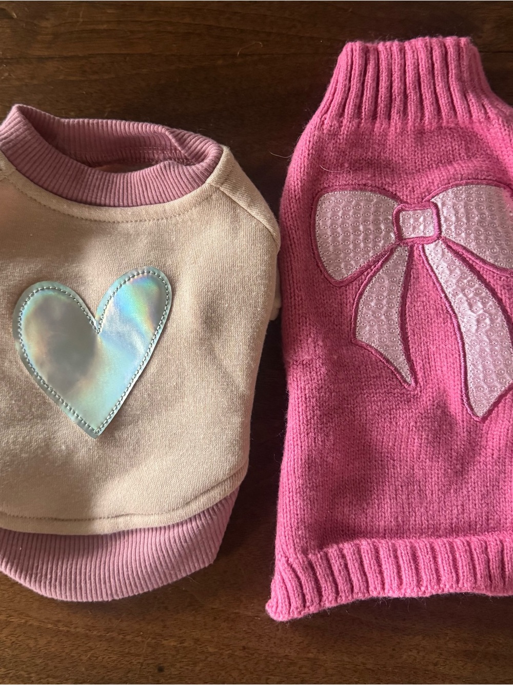 Cute Pink Heart & Bow Knit Dog Sweaters
